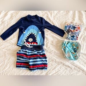 Simple Joys by Carter's Baby Swimsuit Trunk and Rashguard Set + Alva Swim Diaper